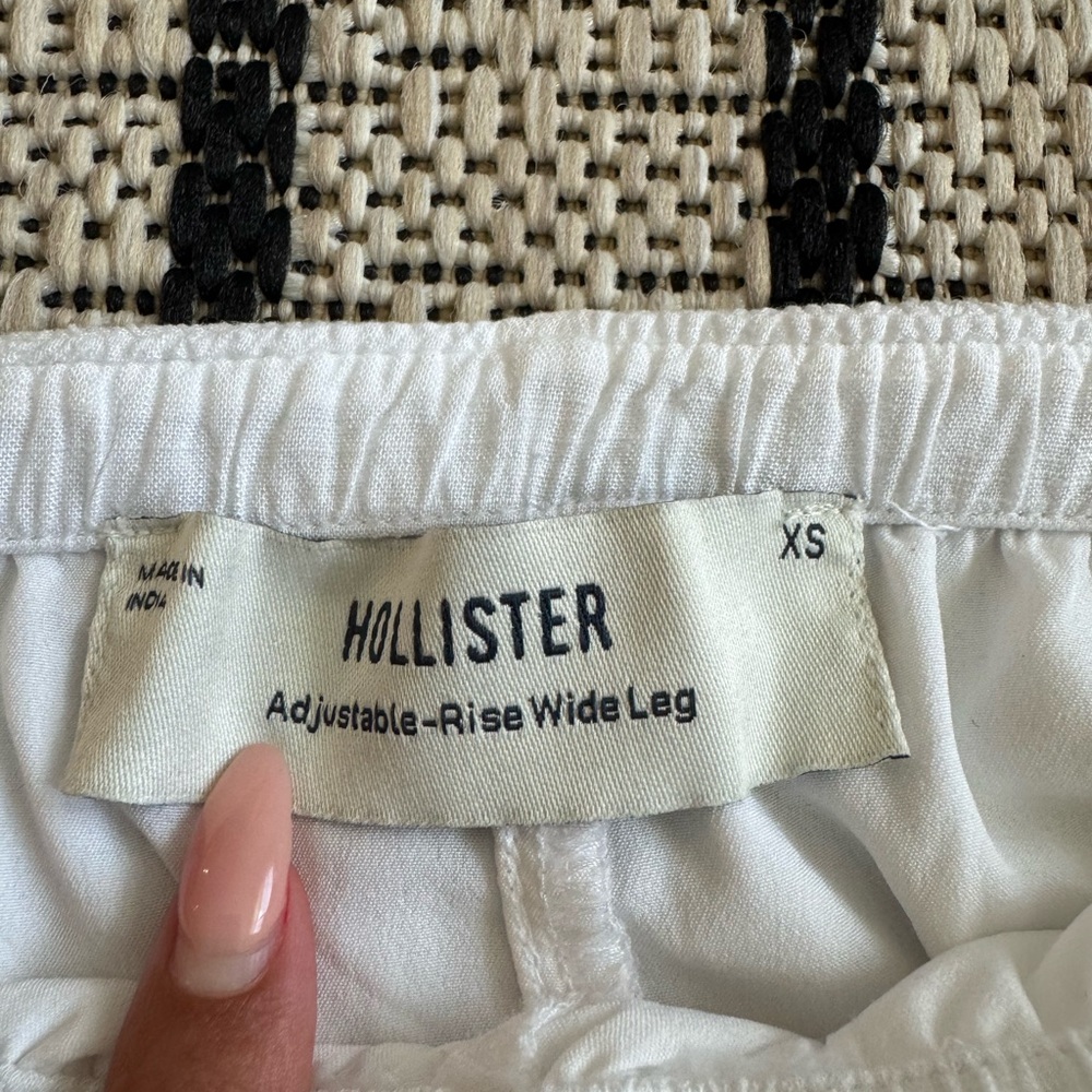 Hollister White Adjustable Linen Wide Leg Pants